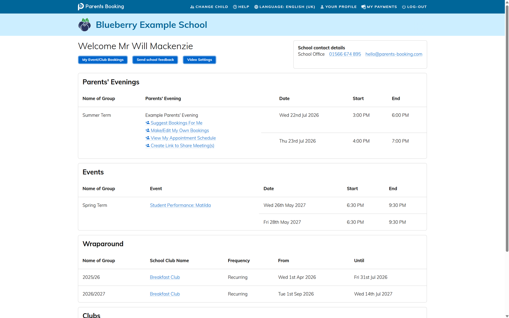 Parent Dashboard